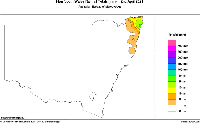 Daily rainfall totals for New South Wales/ACT