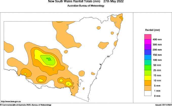 Daily rainfall totals for New South Wales/ACT