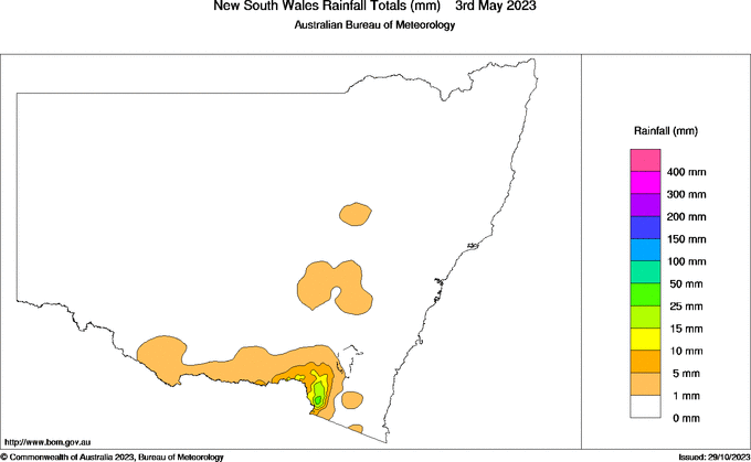 Daily rainfall totals for New South Wales/ACT