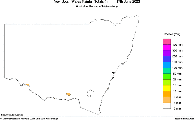 Daily rainfall totals for New South Wales/ACT
