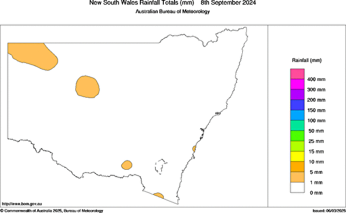 Daily rainfall totals for New South Wales/ACT