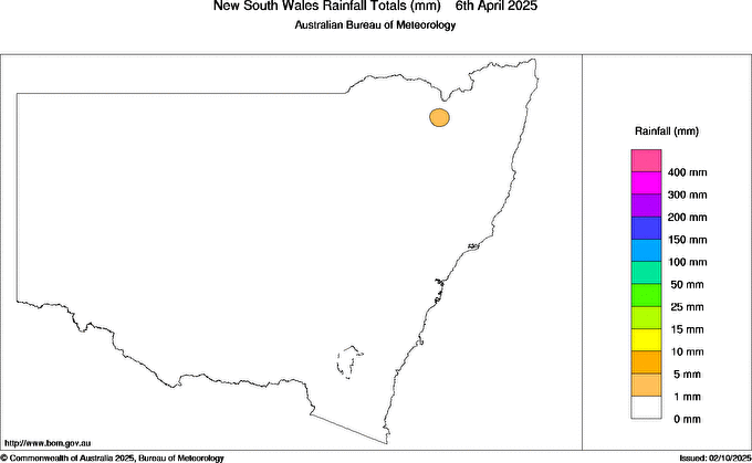 Daily rainfall totals for New South Wales/ACT