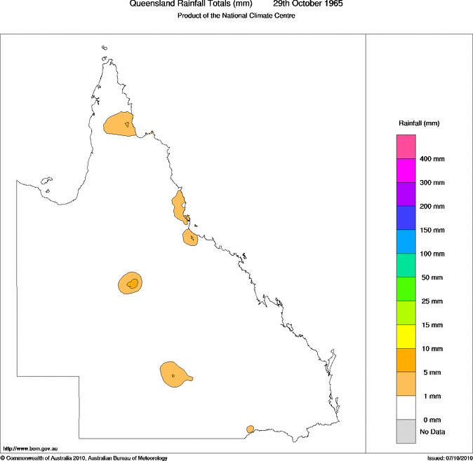 Daily rainfall totals for Queensland