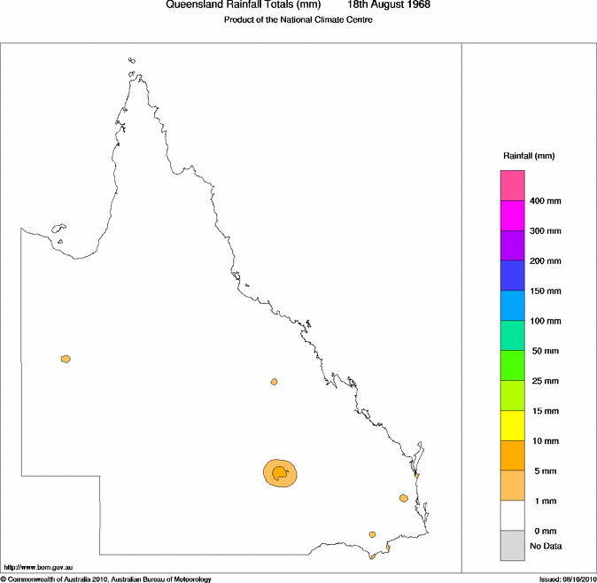 Daily rainfall totals for Queensland