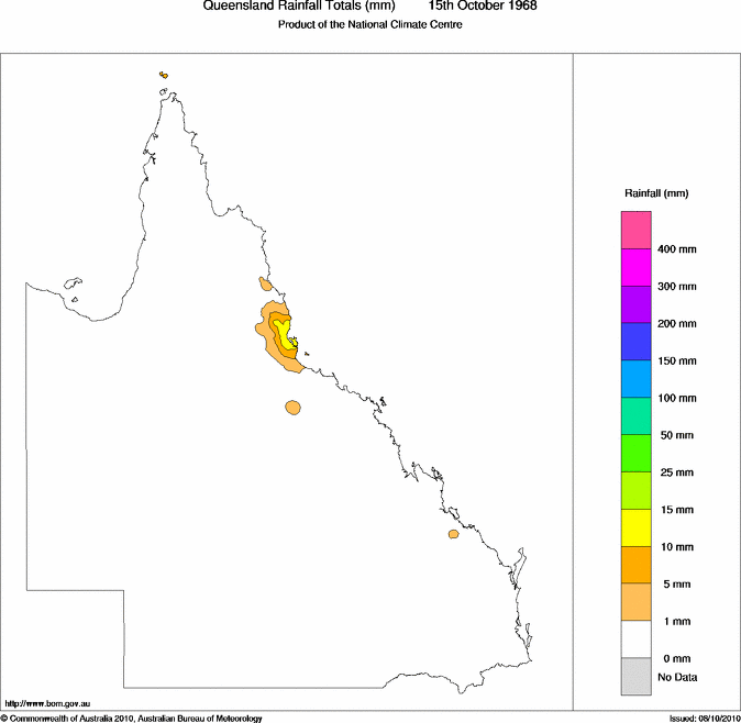 Daily rainfall totals for Queensland