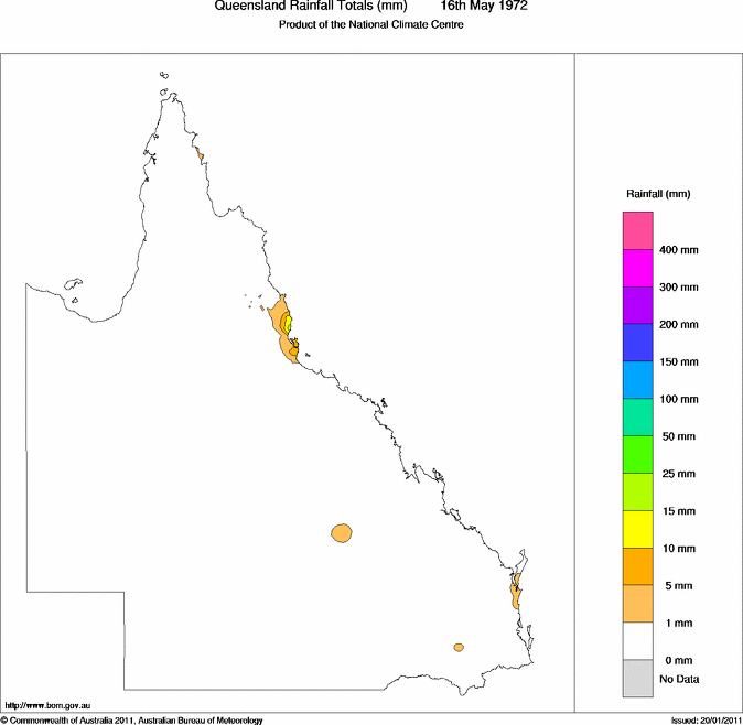 Daily rainfall totals for Queensland