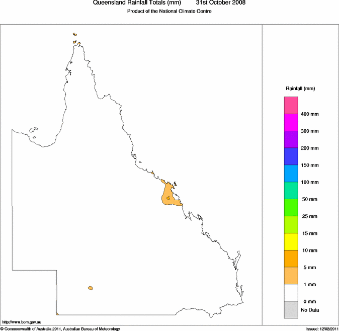 Daily rainfall totals for Queensland
