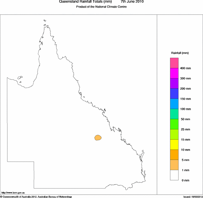 Daily rainfall totals for Queensland