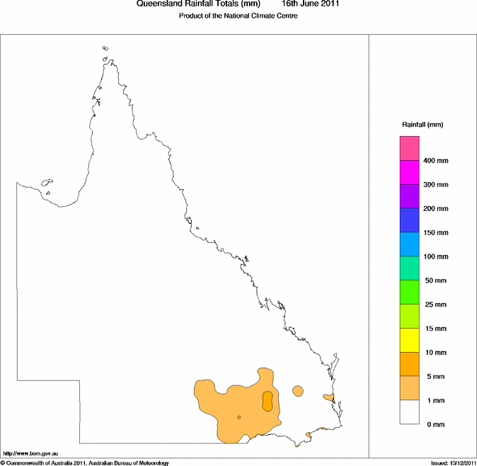 Daily rainfall totals for Queensland
