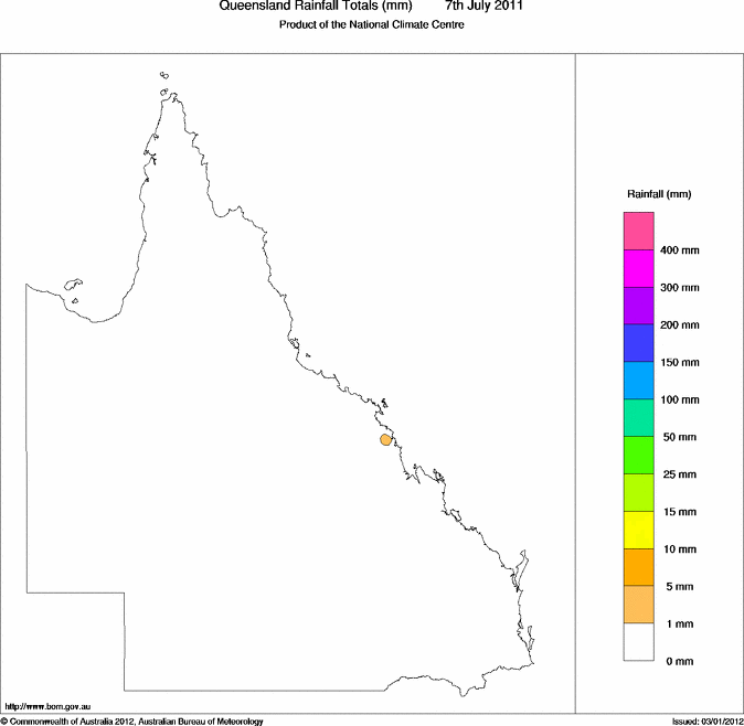 Daily rainfall totals for Queensland