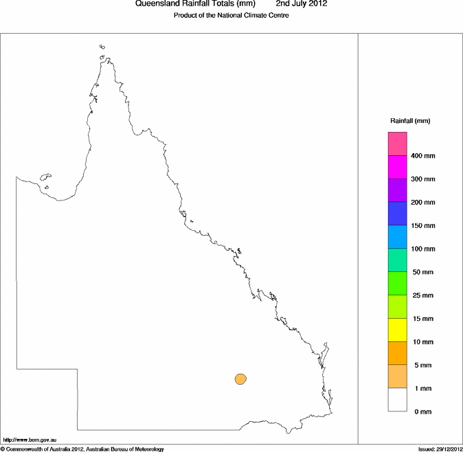 Daily rainfall totals for Queensland