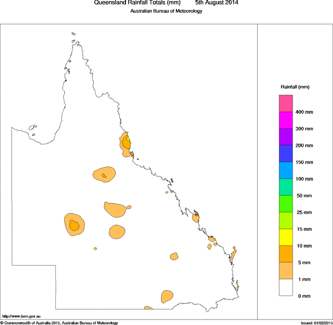 Daily rainfall totals for Queensland