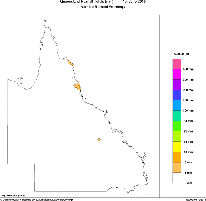 Daily rainfall totals for Queensland