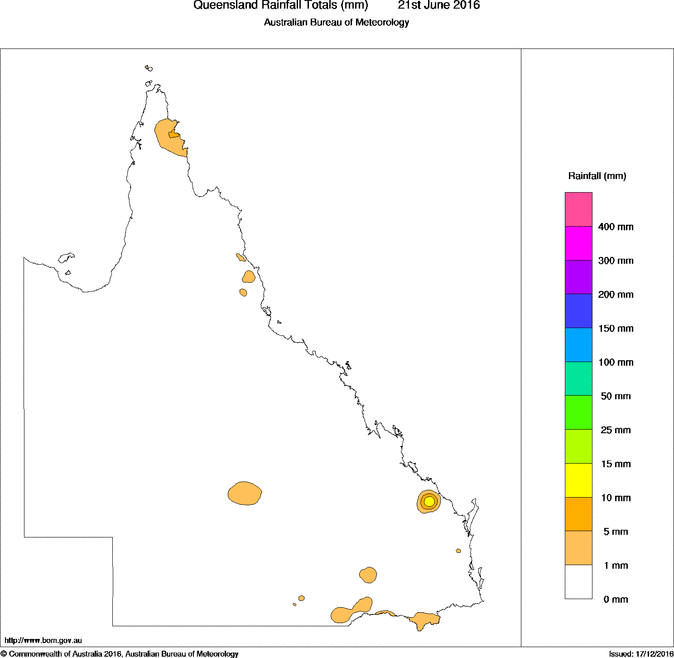 Daily rainfall totals for Queensland