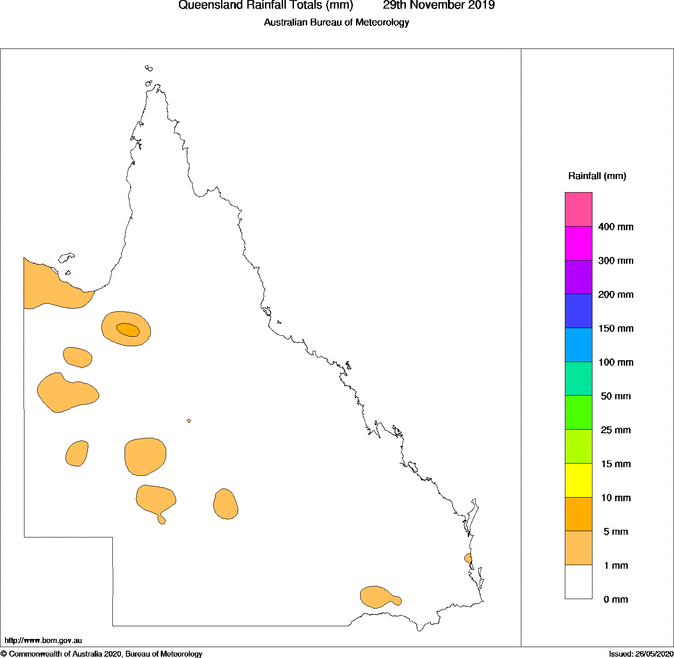 Daily rainfall totals for Queensland
