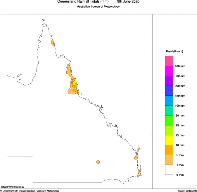 Daily rainfall totals for Queensland