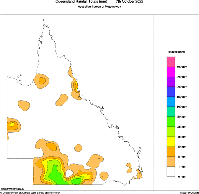Daily rainfall totals for Queensland