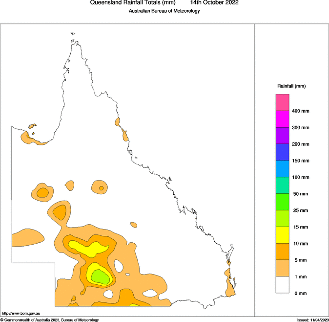 Daily rainfall totals for Queensland