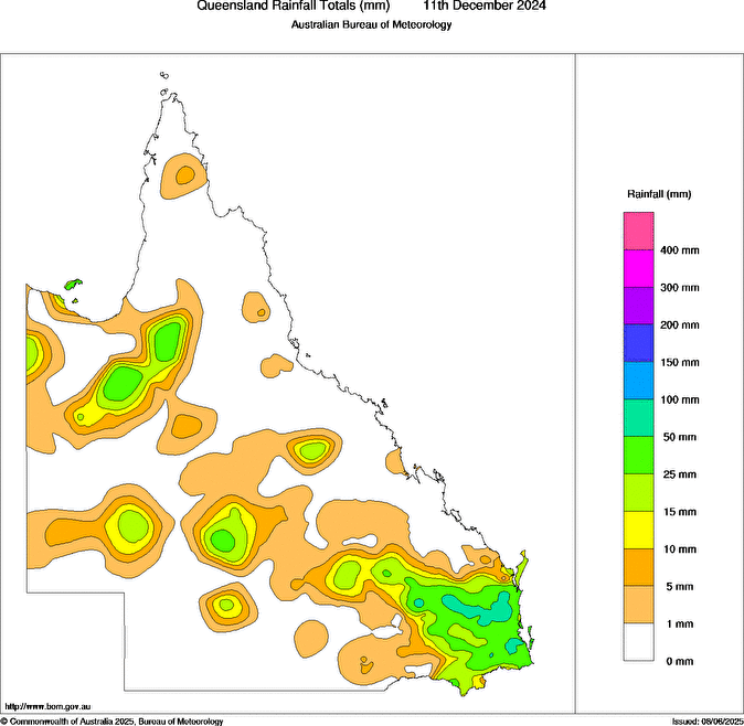 Daily rainfall totals for Queensland
