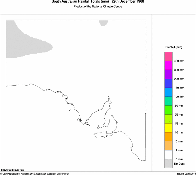 Daily rainfall totals for South Australia