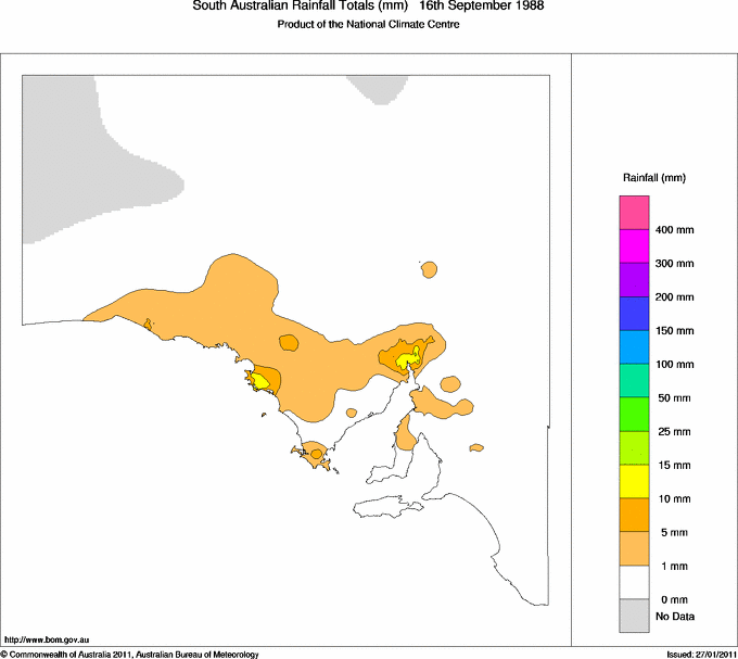 Daily rainfall totals for South Australia
