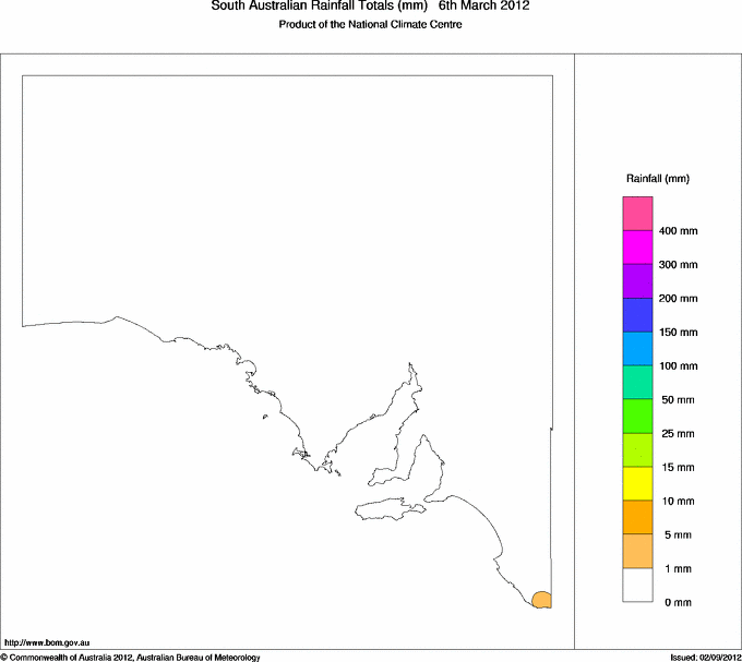 Daily rainfall totals for South Australia