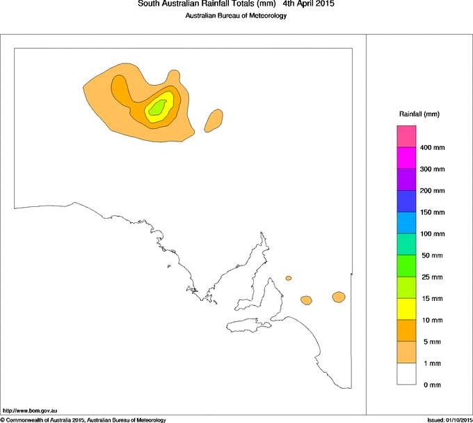 Daily rainfall totals for South Australia