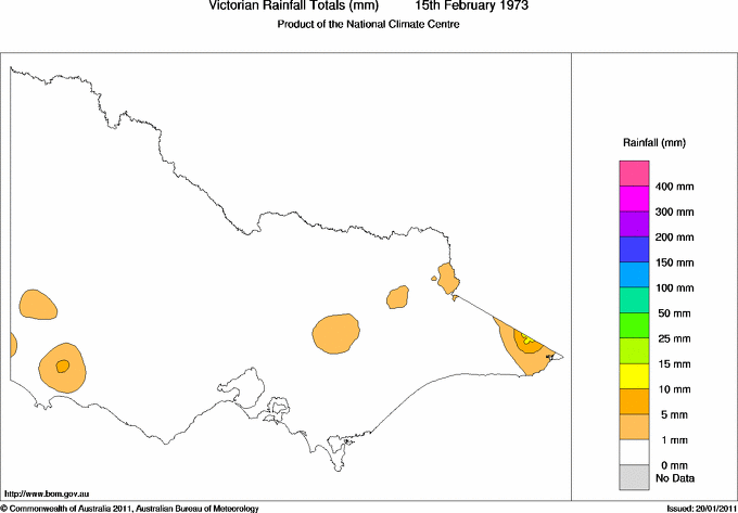Daily rainfall totals for Victoria