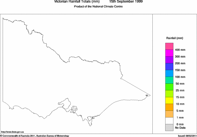 Daily rainfall totals for Victoria