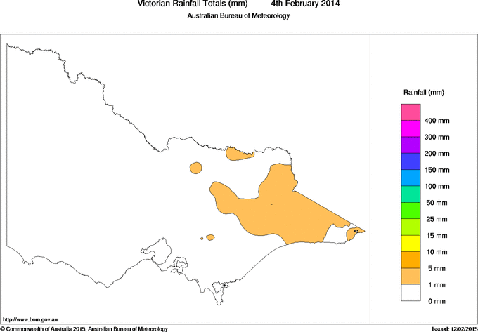 Daily rainfall totals for Victoria