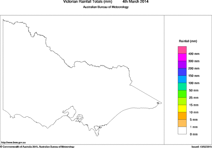 Daily rainfall totals for Victoria