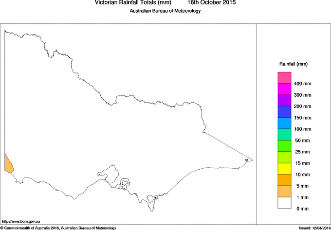 Daily rainfall totals for Victoria