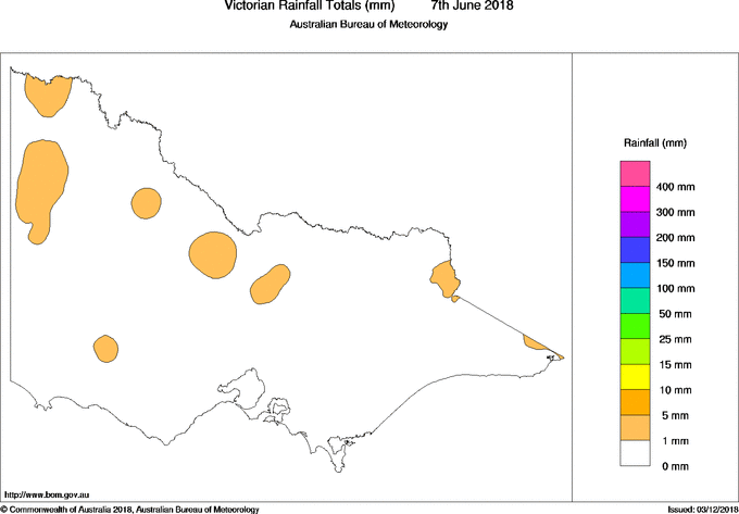 Daily rainfall totals for Victoria