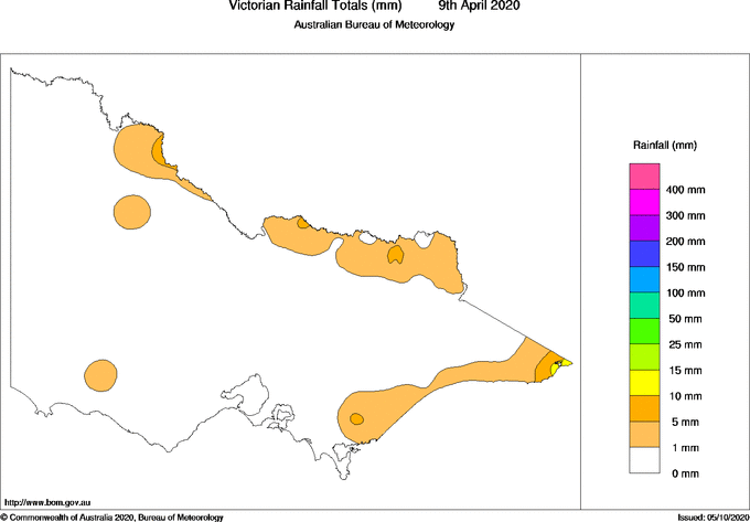 Daily rainfall totals for Victoria