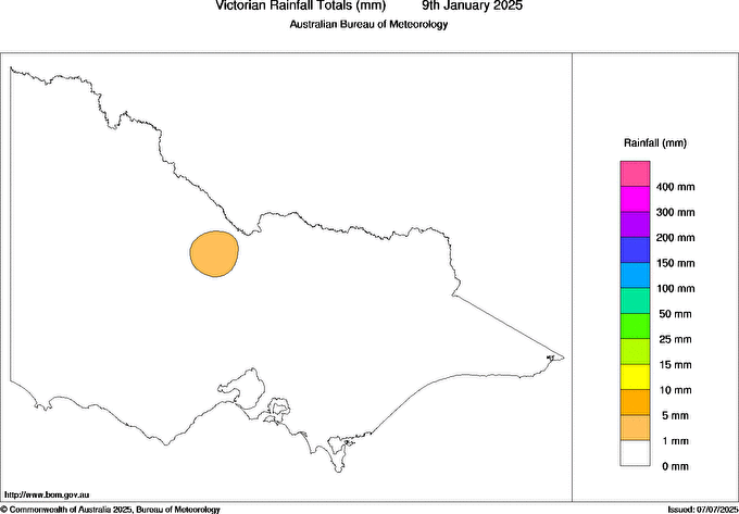 Daily rainfall totals for Victoria