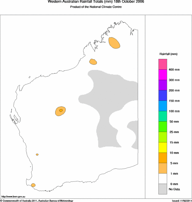 Daily rainfall totals for Western Australia