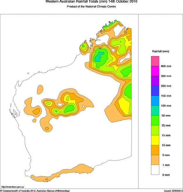 Daily rainfall totals for Western Australia