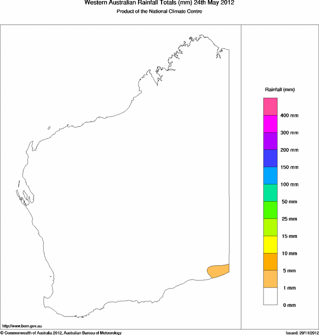 Daily rainfall totals for Western Australia