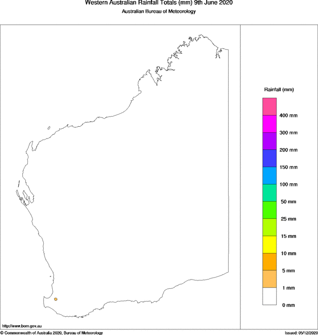 Daily rainfall totals for Western Australia