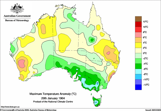 Daily maximum temperature anomaly for Australia