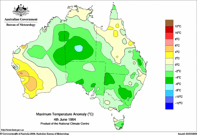 Daily maximum temperature anomaly for Australia