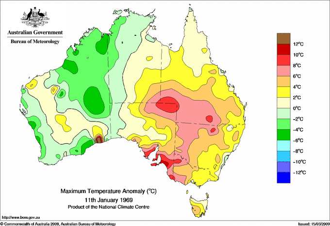 Daily maximum temperature anomaly for Australia