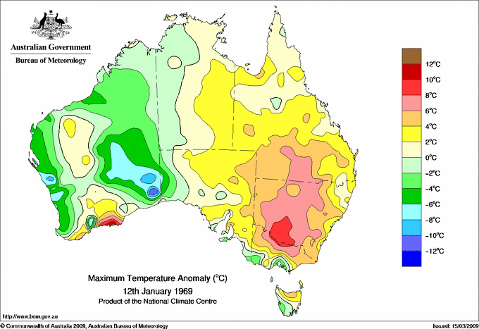 Daily maximum temperature anomaly for Australia