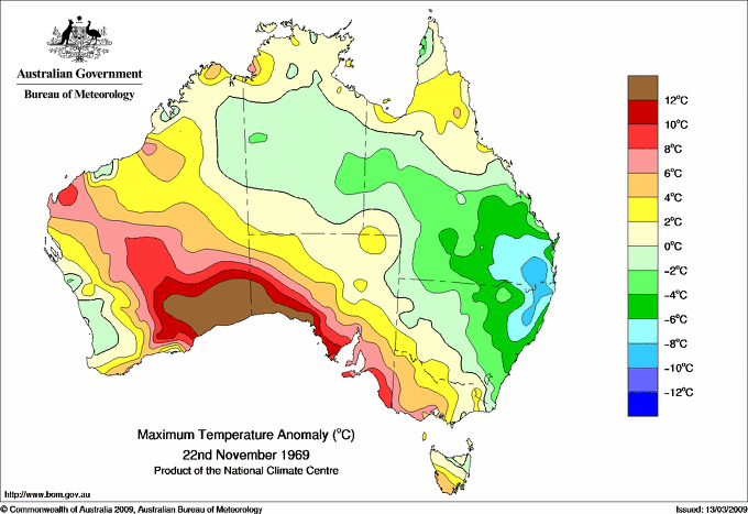 Daily maximum temperature anomaly for Australia