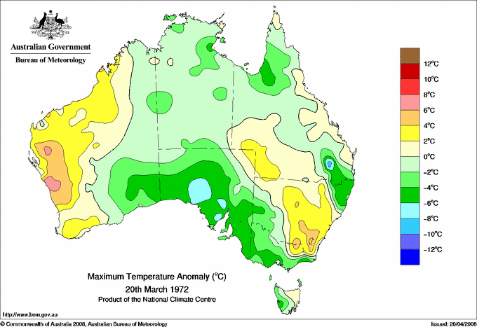 Daily maximum temperature anomaly for Australia