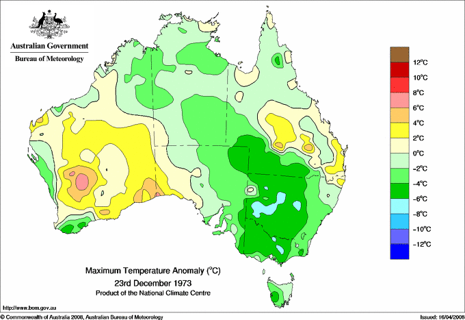 Daily maximum temperature anomaly for Australia