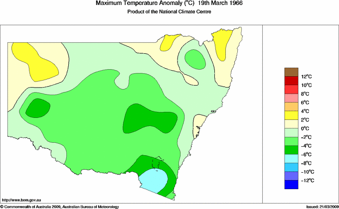 Daily maximum temperature anomaly for New South Wales/ACT
