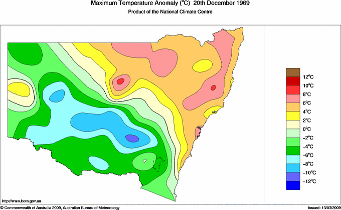 Daily maximum temperature anomaly for New South Wales/ACT
