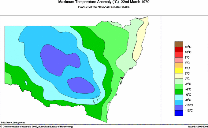 Daily maximum temperature anomaly for New South Wales/ACT