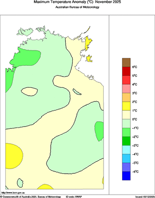 Map of Anomaly in mean maximum temperature